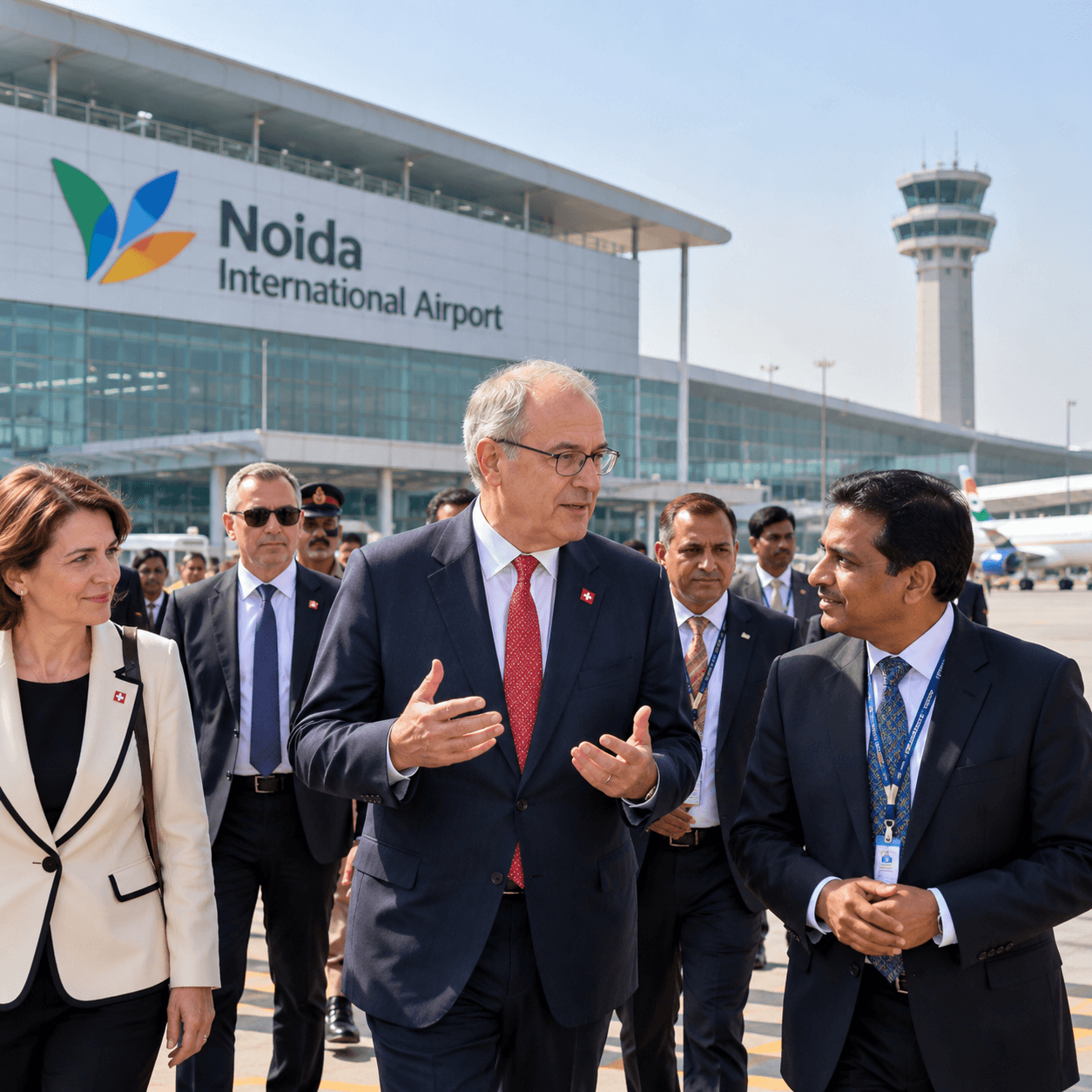 Swiss President Guy Parmelin Visits Noida International Airport