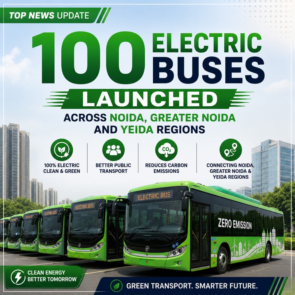 100 Electric Buses Launched Across Noida, Greater Noida and YEIDA Regions