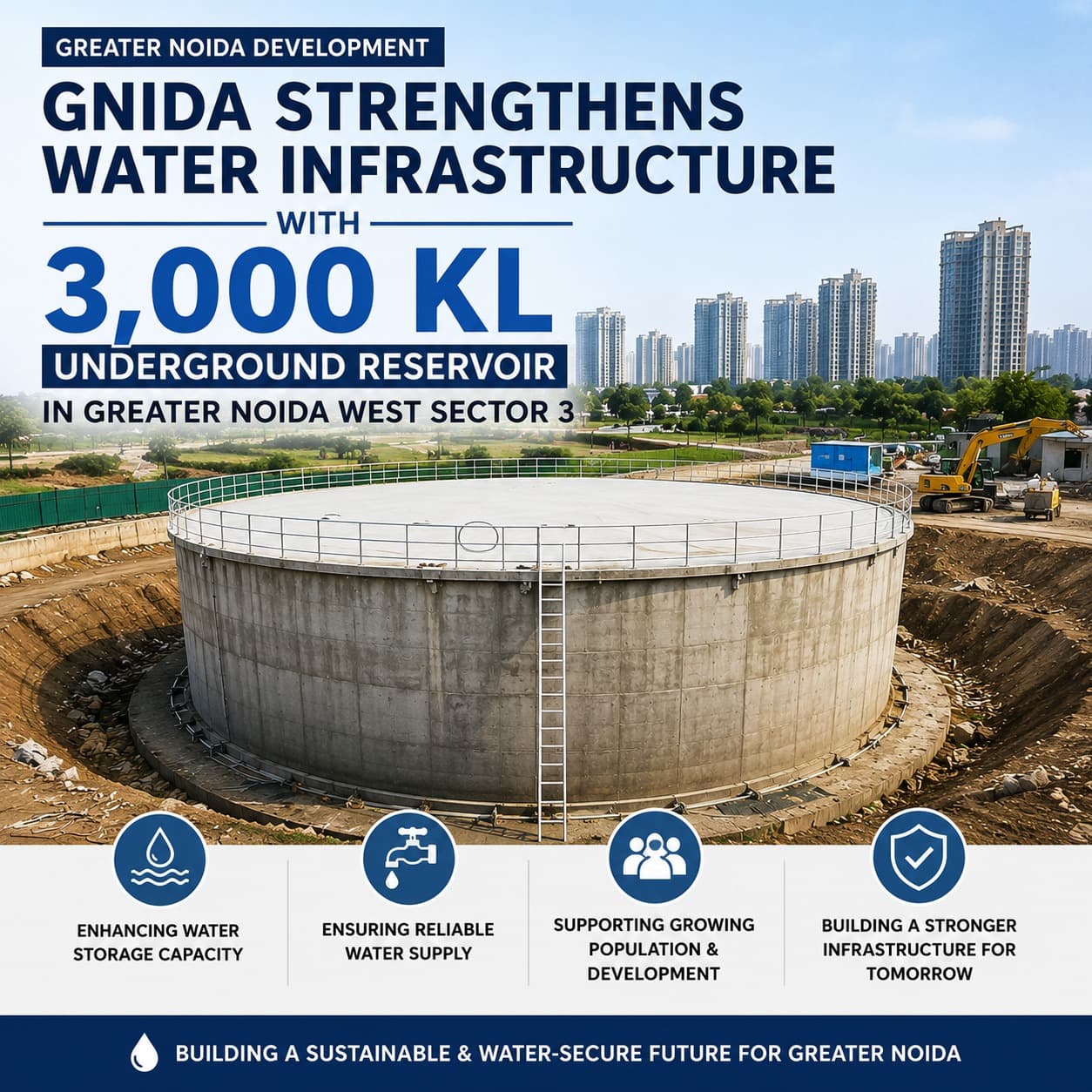 GNIDA Strengthens Water Infrastructure with 3,000 KL Underground Reservoir in Greater Noida West Sector 3