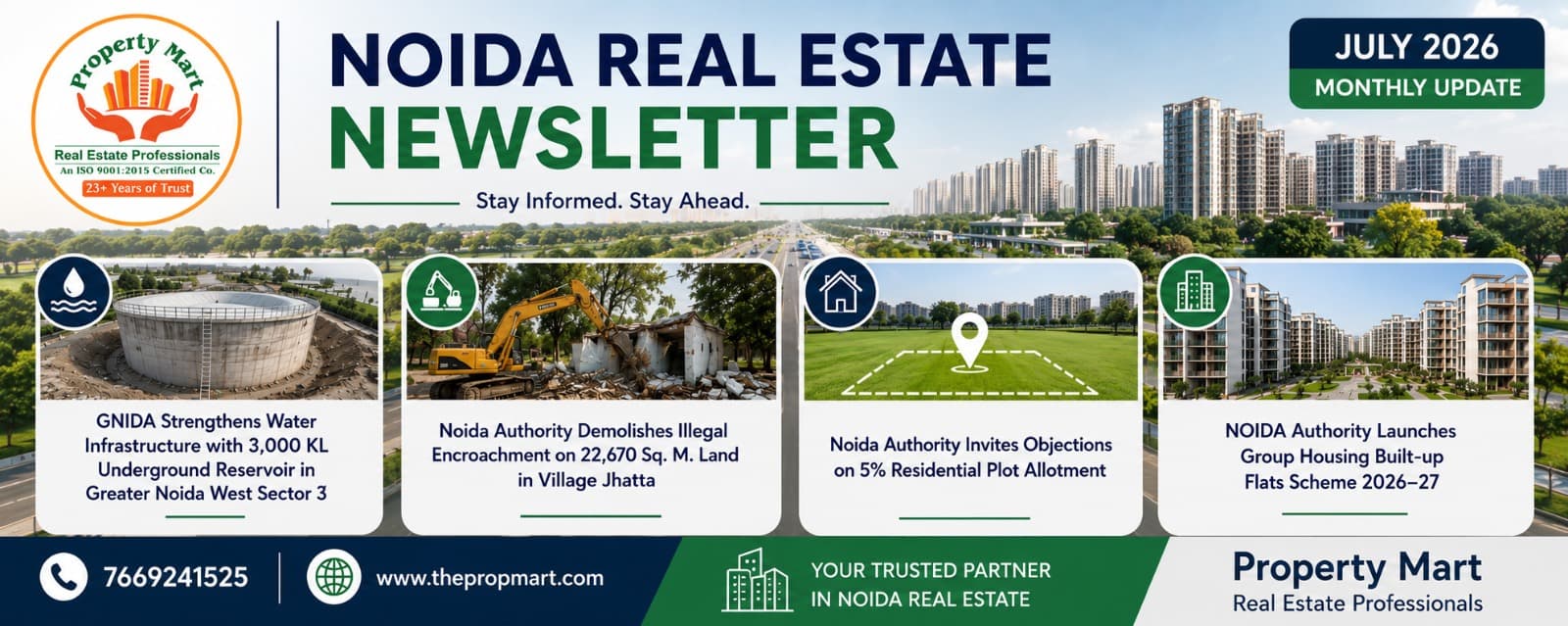 Noida Real Estate News July 2026: Authority Plots, Water Infrastructure & Housing Updates